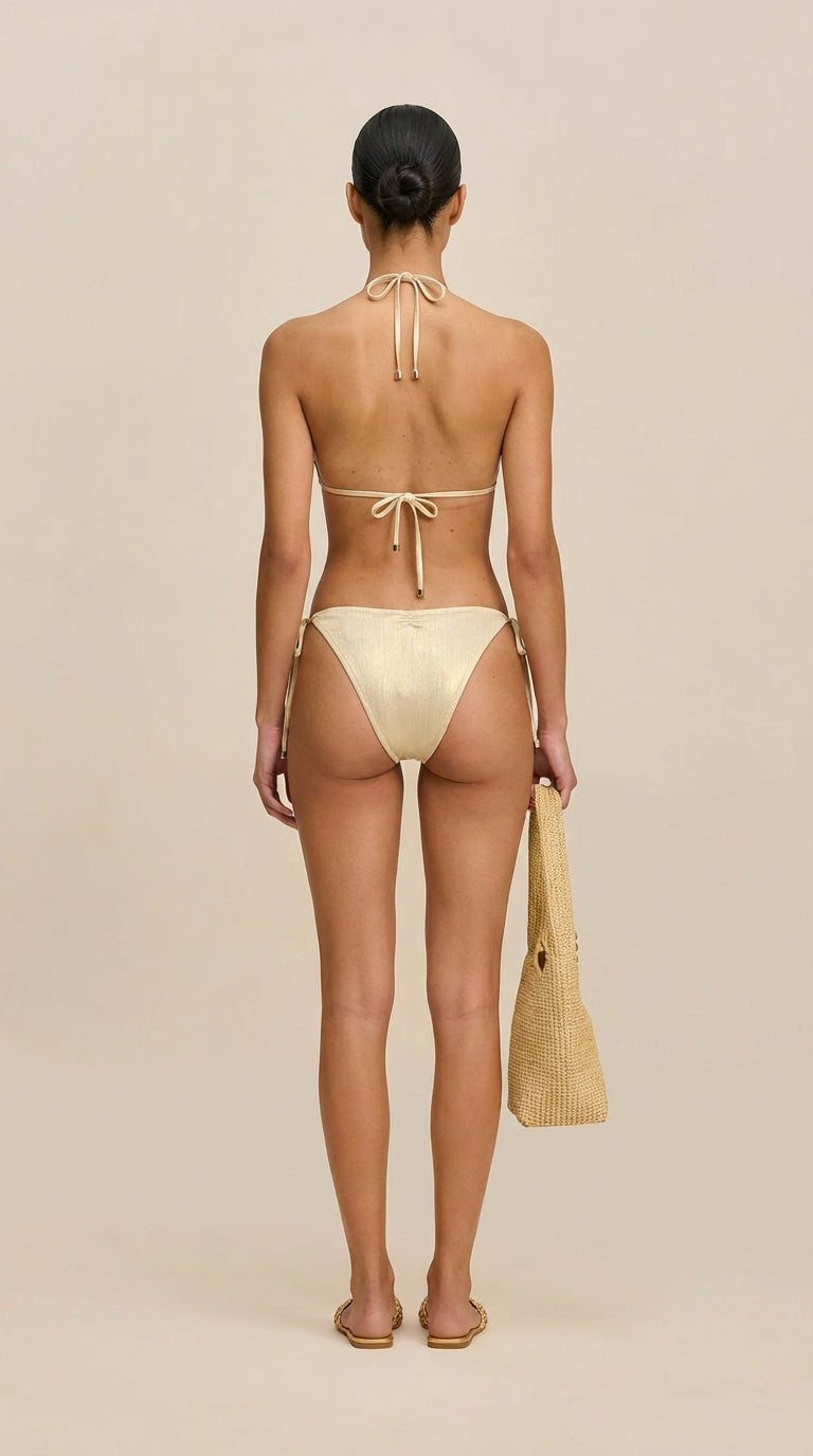 Basic Beach Bikini Top - Shiny Gold