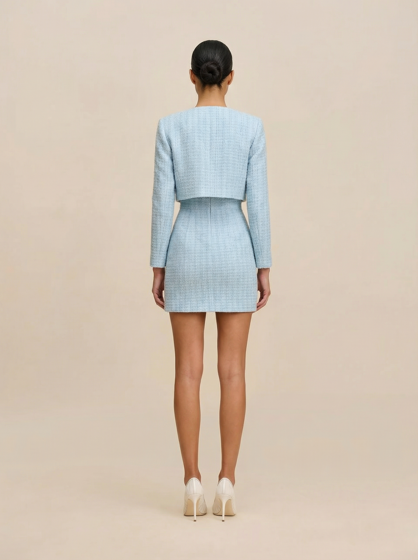 Graceful Tweed Dress - Blue