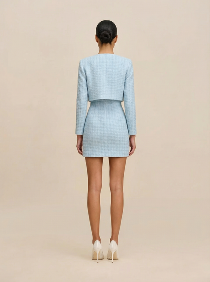 Graceful Tweed Dress - Blue
